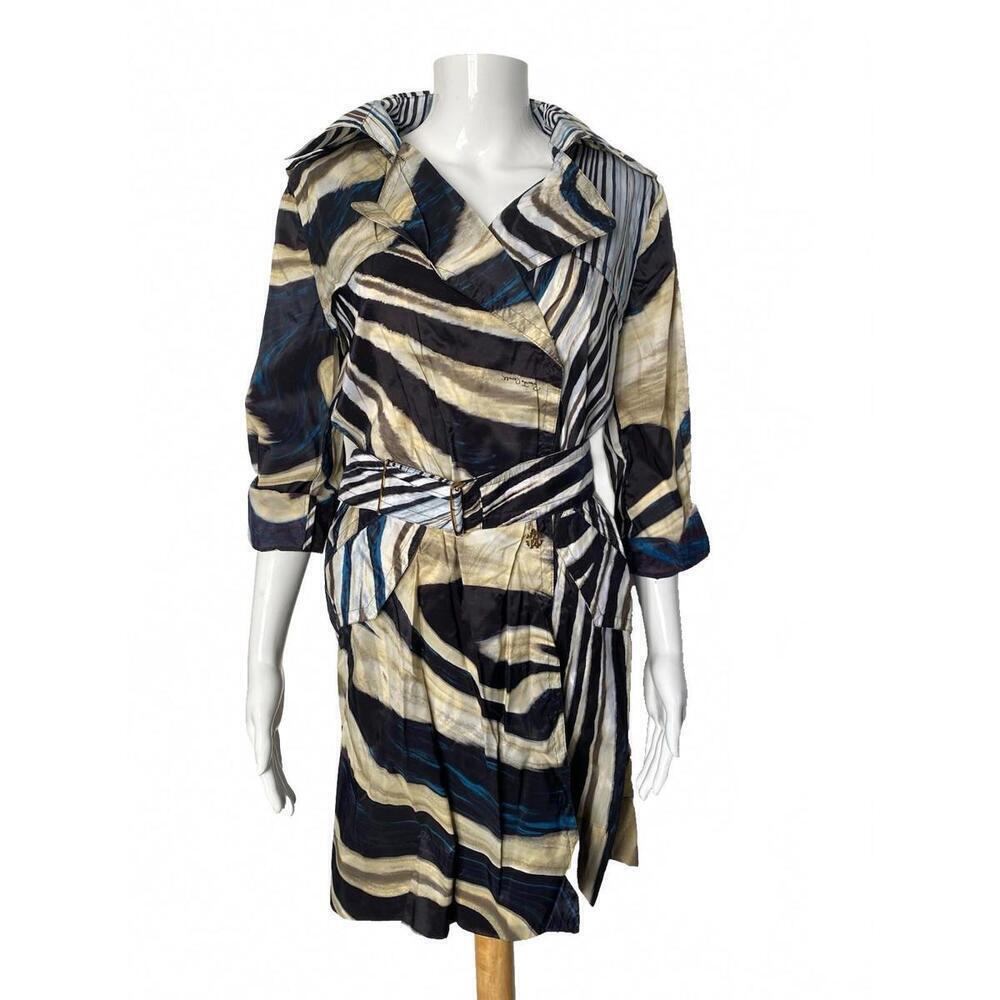 Roberto Cavalli Belted Trench Rain Coat Animal Print Size IT-38 US-2/4 Small